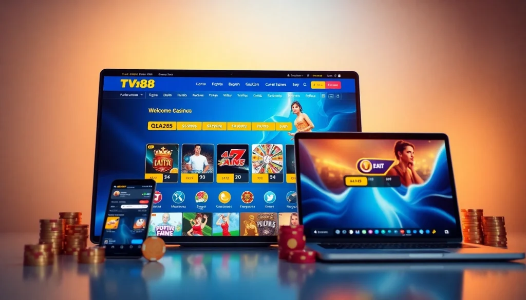 TV88 homepage showcasing an engaging online casino interface with vibrant colors and dynamic game elements.