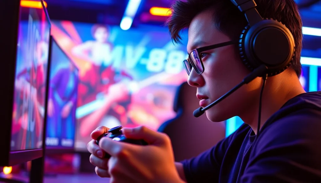 Engaged gamer mastering the MV88 game with high-stakes intensity and focus.