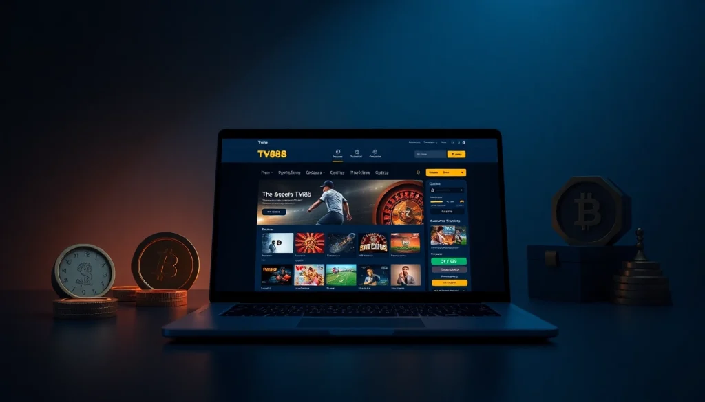 TV88 online betting platform interface showcasing diverse gaming options and security features.