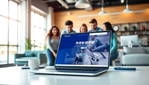 Design team collaborating on WPS官网 website interface in a modern office setting.