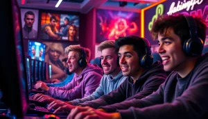 Bermain hakim4d game di ruang permainan dengan pemain terlibat penuh.