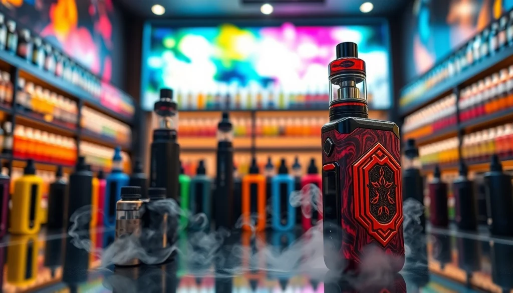 Elevate your vaping experience with premium box mods showcased in an inviting shop setting.