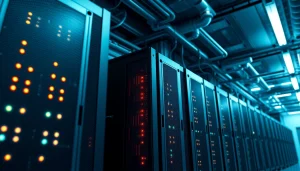 Bitcoin mining facility showcasing modern ASIC rigs and technology.