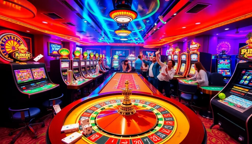 KJC AC 1 casino setting with vibrant tables, immersive games, and exciting betting action.