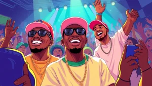 wadupnaija showcases Blaqbonez performing at a lively concert, featuring vibrant colors and engaging energy.