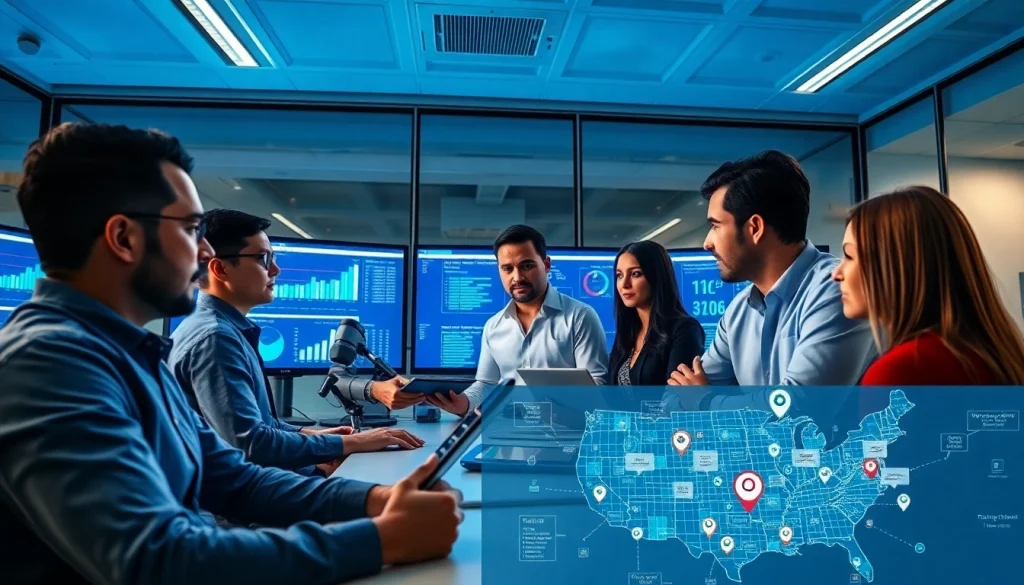 Cyber Threat Protection Tampa: Cybersecurity team analyzing threats in a modern office.