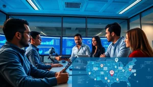 Cyber Threat Protection Tampa: Cybersecurity team analyzing threats in a modern office.