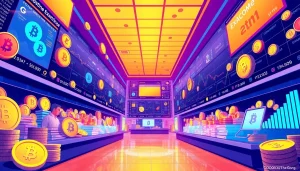 Discover trending coins listing on a vibrant cryptocurrency exchange showcasing latest listings.