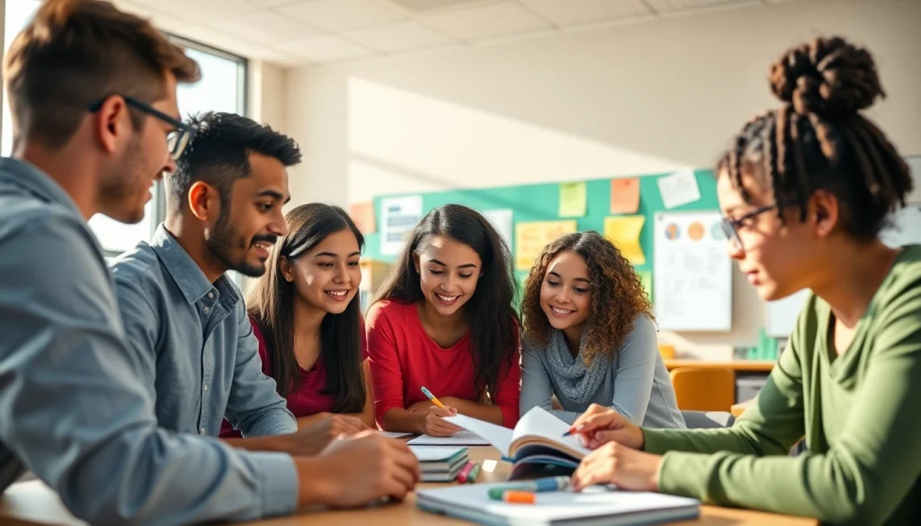 Students actively participating in Education activities in a vibrant classroom.