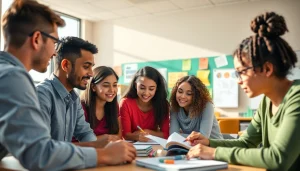 Students actively participating in Education activities in a vibrant classroom.