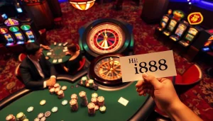Hi 88 betting slip showcased at a vibrant casino table game.