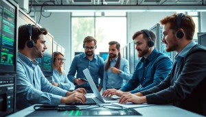 IT Fredericksburg professionals collaborating in a high-tech office environment.