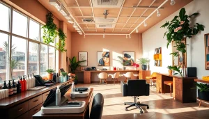 Salon de coiffure Casablanca avec un intérieur élégant et lumineux, soulignant le confort et le style.