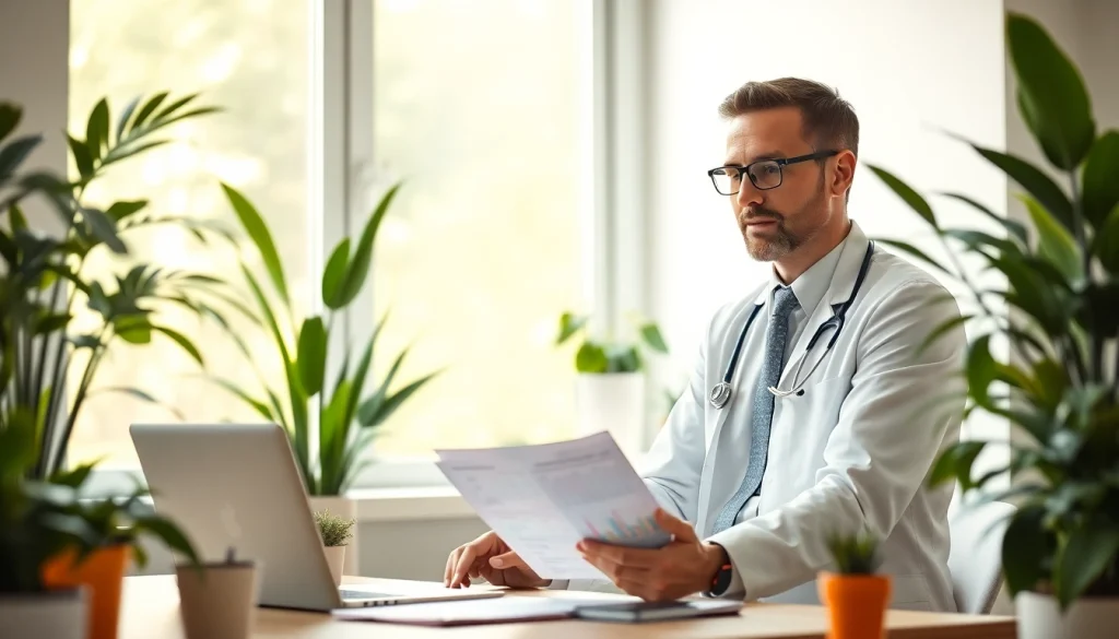 Analyze data for https://healthyvix.com with a professional wellness consultant in a bright office.