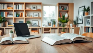 Engaging editorial workspace reflecting the essence of https://editorial.com.ua with books and notepads.