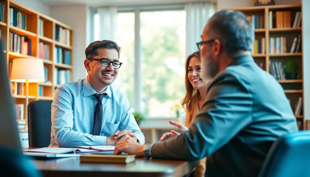 Professioneller schuldnerberater bietet Beratungsservices in einem freundlichen Büro an