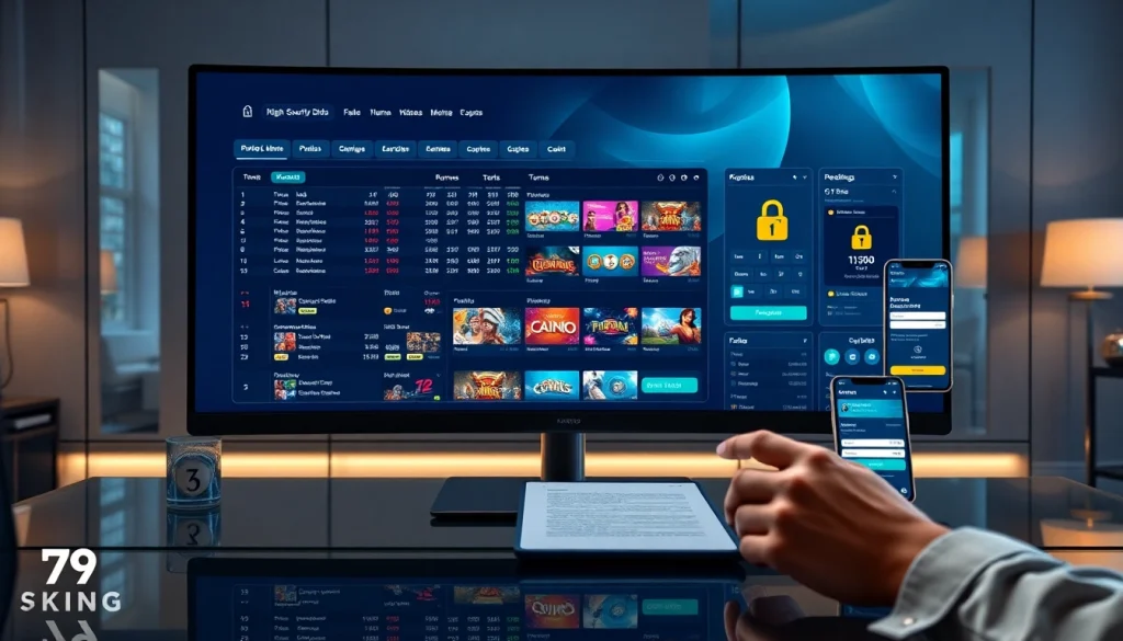 79king trusted online betting platform dashboard with live odds and app interface