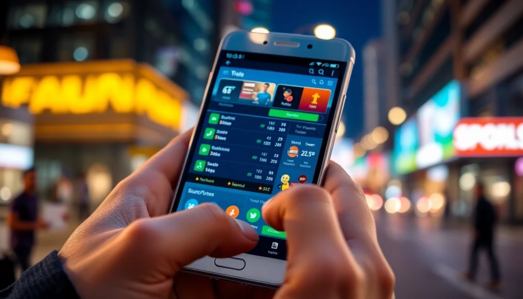 Engaging smartphone display of the best sports betting apps in India, emphasizing user interaction.