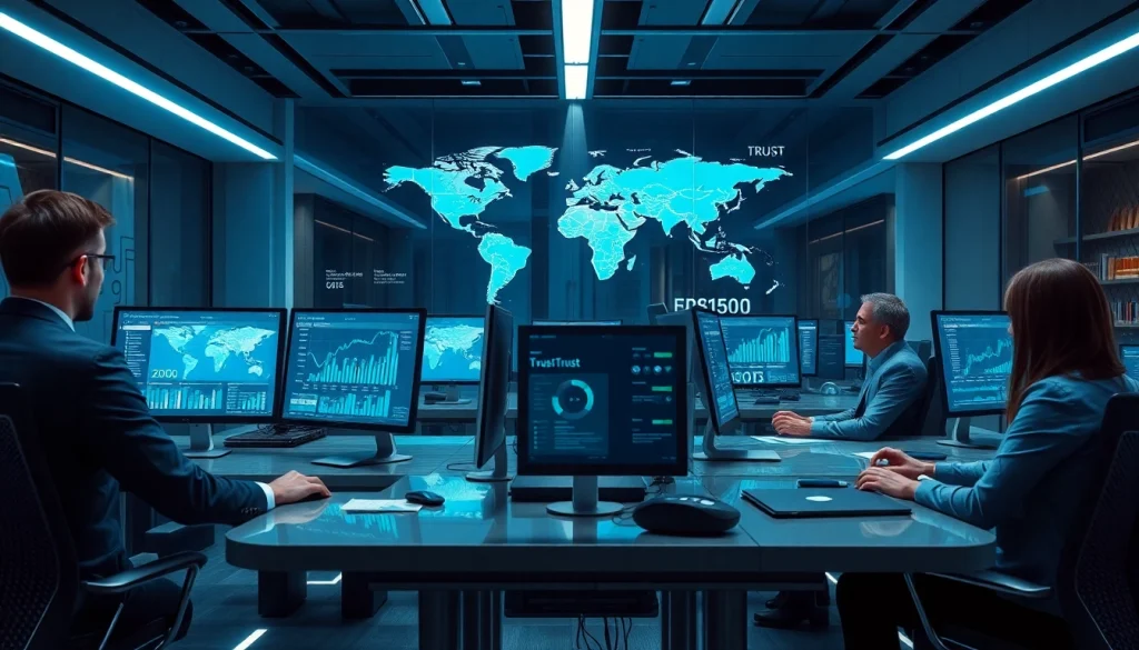 Futuristic financial technology scene with secure digital interfaces, representing 79king’s innovative online betting platform for 2025