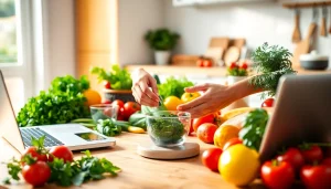 Explore delicious and healthy recipes with https://healthyvix.com in a bright kitchen setting, featuring fresh ingredients.
