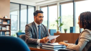 Engaging consultation with a Florida lawyer at https://www.aafloridalawyer.com in a professional office.