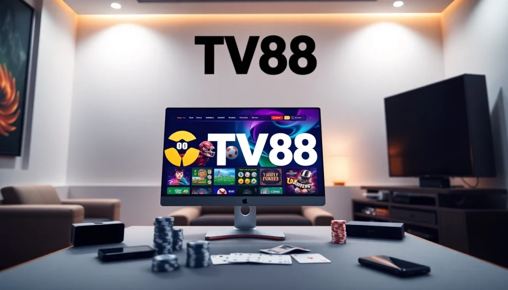Engaging TV88 online gaming platform interface showcasing diverse games and a modern gaming environment.