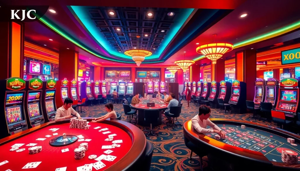 KJC AC 3 immersive casino experience with thrilling tables, dice, and slot machines.