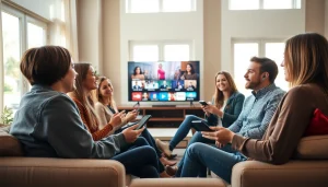 365티비를 활용하여 친구들과 TV 프로그램에 대해 이야기하는 모습