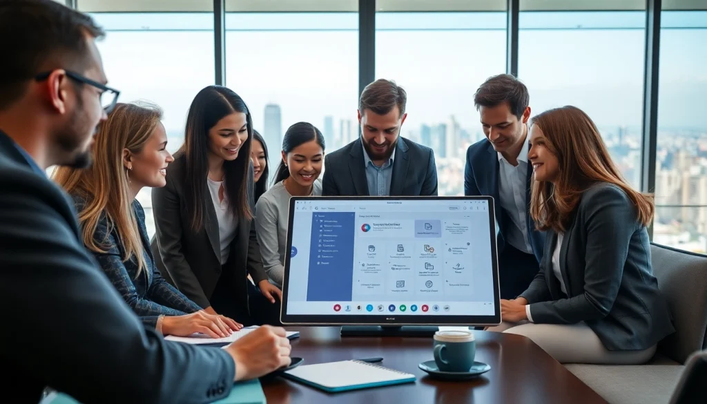 Collaborative meeting showcasing 微软teams in action with diverse professionals in a modern office.