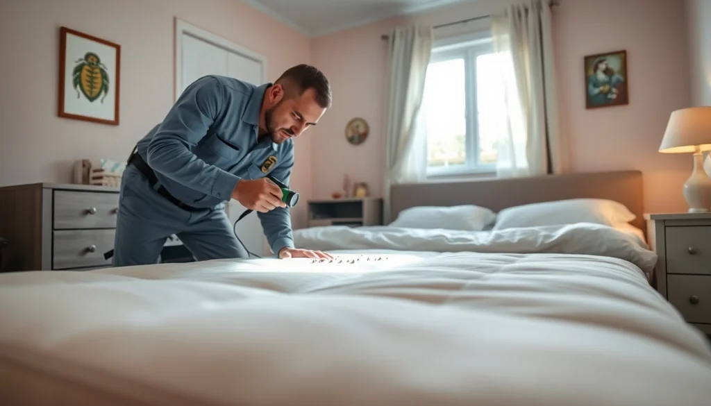 Inspecting for bed bugs by https://affordablebedbugexterminators.com to ensure a pest-free bedroom environment.