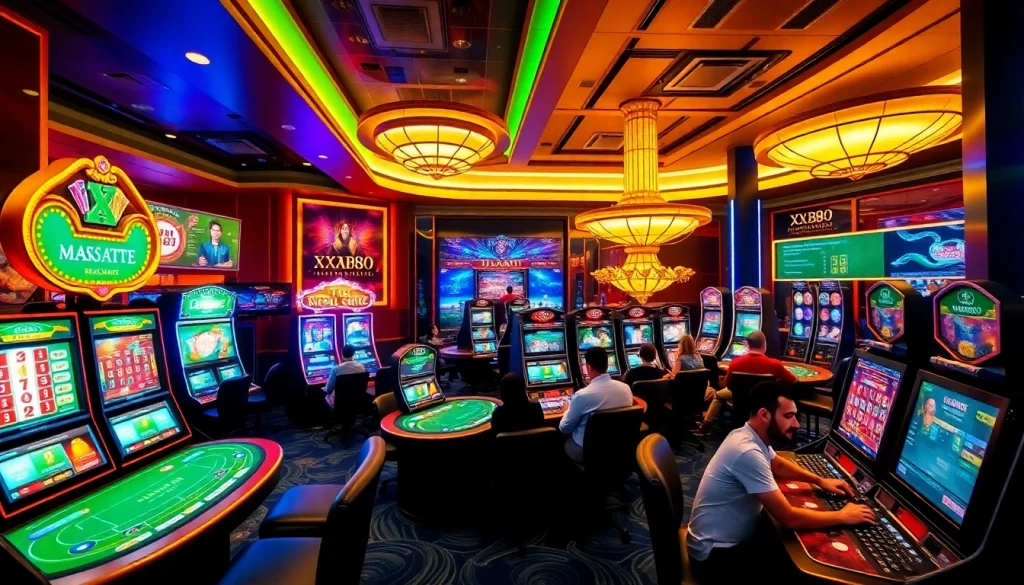 Exciting online gambling scene at XX88 with casino games and vibrant atmosphere