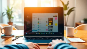 Utilize谷歌邮箱 in a productive digital workspace featuring a laptop and organized inbox.