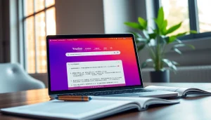 Optimize your translations using youdao翻译 on a modern laptop at a stylish desk.