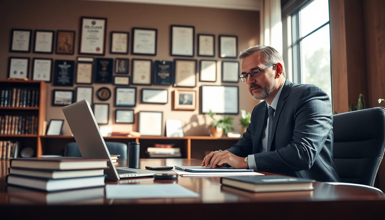 Consulting with a professional lawyer at https://www.timgrabeattorney.com, showcasing an authoritative and welcoming office environment.