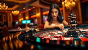 Menggambarkan pengalaman bermain virus4d di kasino dengan suasana elegan dan dealer yang menawan.