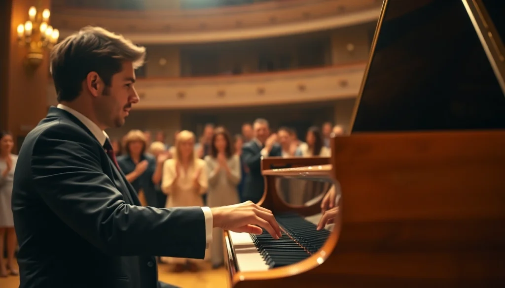 Listen to enchanting melodies at https://whisperings.com.ua by a talented pianist in an elegant concert setting.