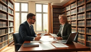 Clients discussing estate planning with experts at https://www.fisher-wilsey-law.com in a professional office.