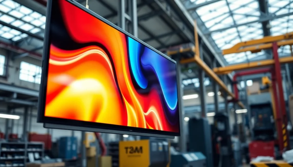 High quality LCD display showcasing vibrant colors in an industrial setting, highlighting superior clarity.