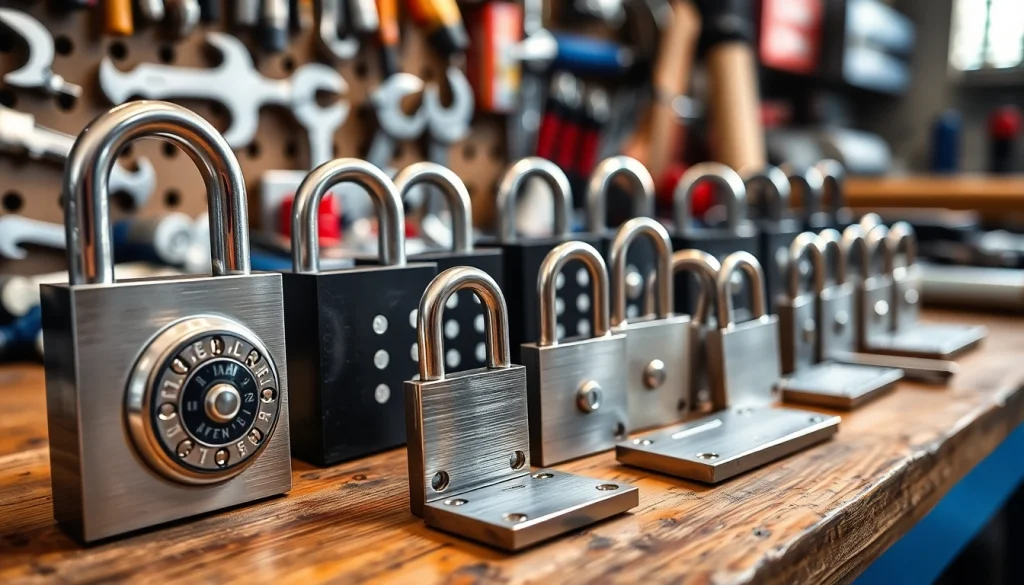Mostra i serrature di dakenlocks.com in un contesto di officina professionale.