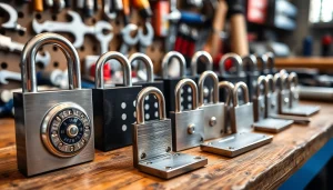 Mostra i serrature di dakenlocks.com in un contesto di officina professionale.