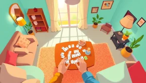 Rummy nabob player enjoying a lively game night in a cozy setting.