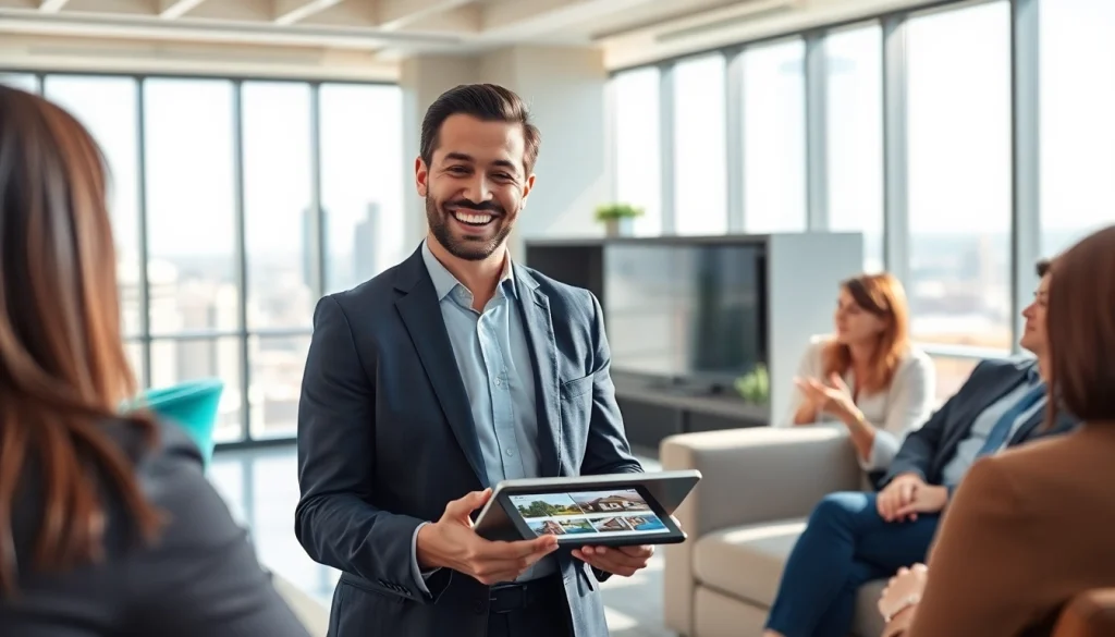 Engaging client interaction by professional real estate agent showcasing listings on Www.valenciakey.com