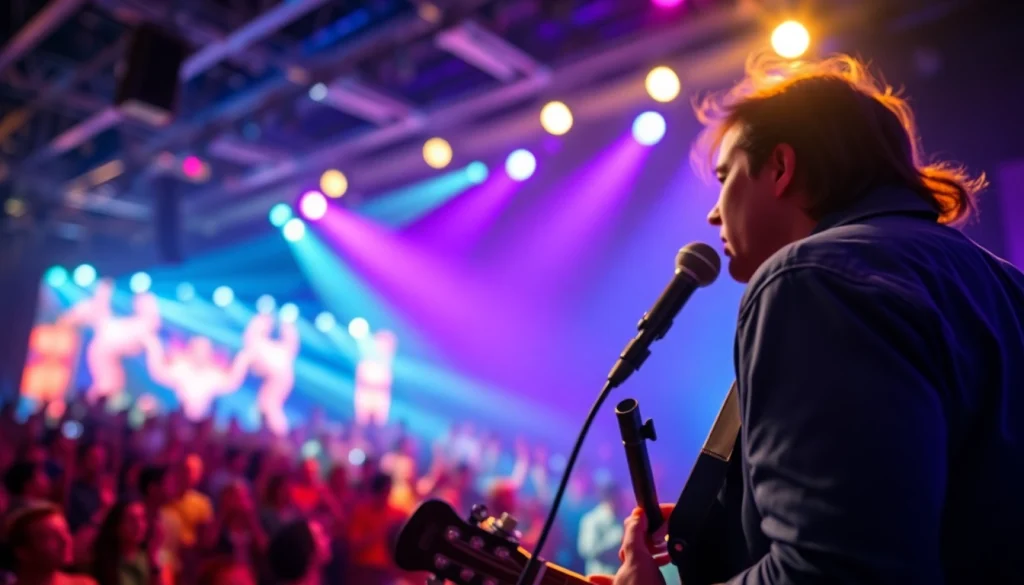 Capture the essence of MV88 use in live performance, showcasing the microphone and musician.