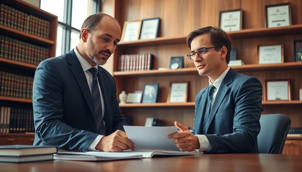 Engaging consultation at https://www.ihavealawsuit.com showcasing a professional lawyer and client discussion.