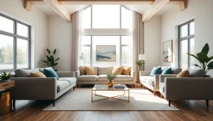 Menggambarkan ruang tamu elegan dengan produk www.oscarliving.co.id yang stylish dan nyaman.