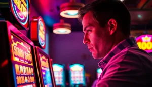 Menggambarkan pengalaman bermain pakde4d slot dengan atmosfer yang mendebarkan dan pencahayaan yang cerah.