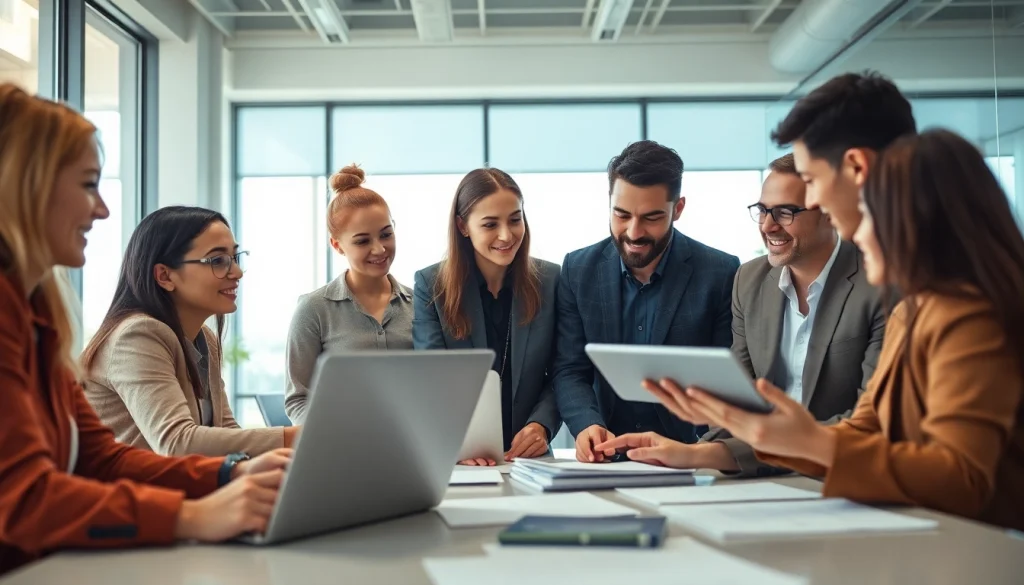 Contact Envision Brand Marketing team discussing strategies in a modern office environment.