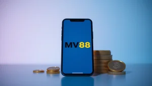 MV88 mobile application interface showcasing secure betting features and USDT transactions.