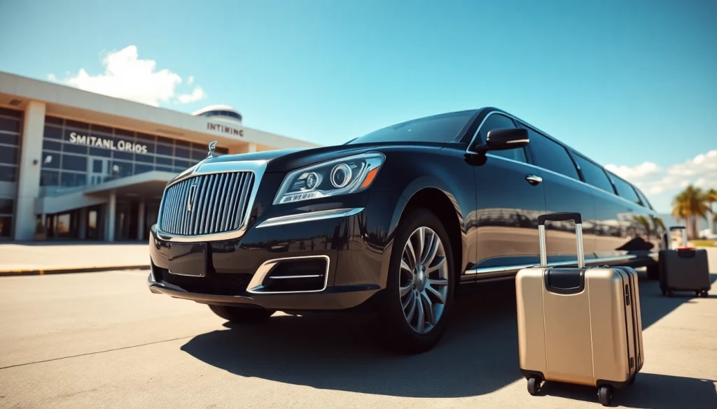 Experience premium transportation with https://www.canadalimotaxi.com at a vibrant airport setting.