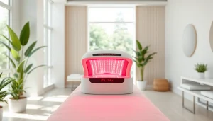 Enhancing wellness with red light therapy devices from https://www.biolight.shop in a tranquil setting.